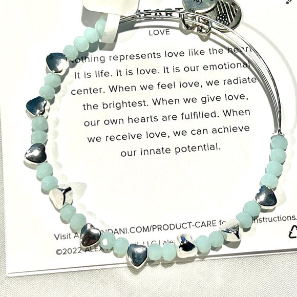ALEX AND ANI HEART BEADED BANGLE, BLUE, SILVER - Picture 1 of 4
